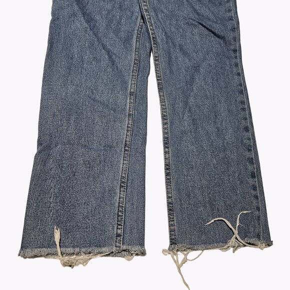 George Jeans Mens Size 30 X 32 Straight Leg Mid Rise Medium Wash Raw Hem Denim - Picture 4 of 6